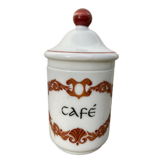 Coffee apothecary pot in white opaline 50s