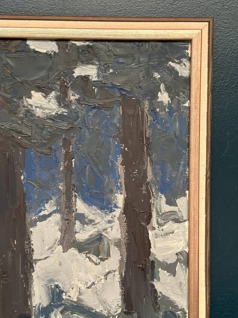 Original Vintage Swedish Oil on Panel – “Tre träd” by Svän Grandin – Signed – Vintage & Framed