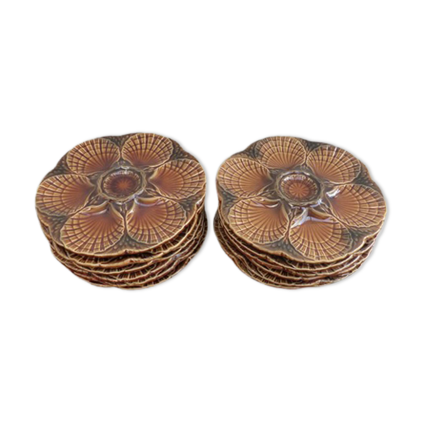 Sarreguemines barbotine shellfish plates