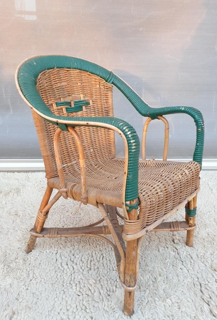 Children's chair rattan green Nature