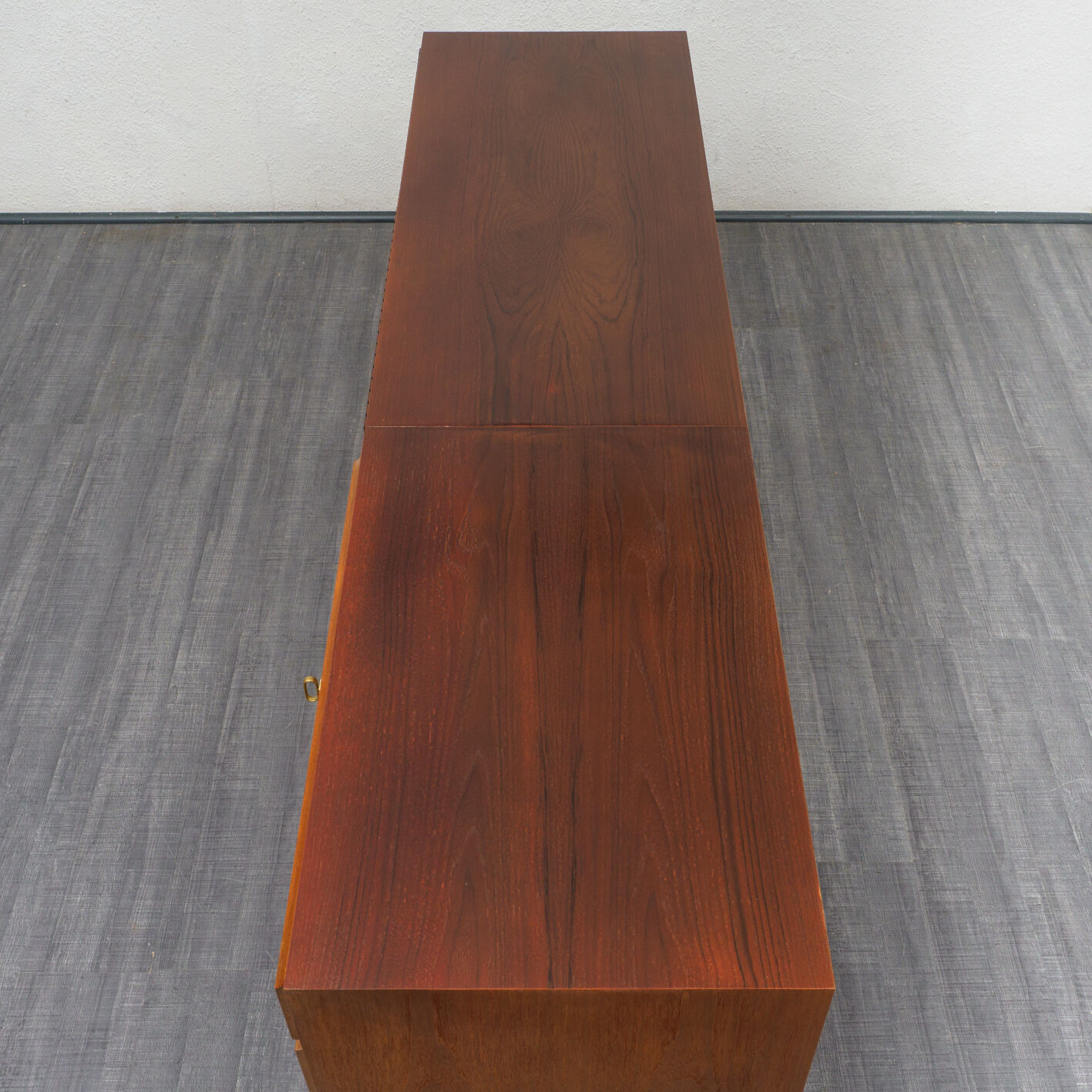 Sideboard 60 years, teak, metal legs, doors striated