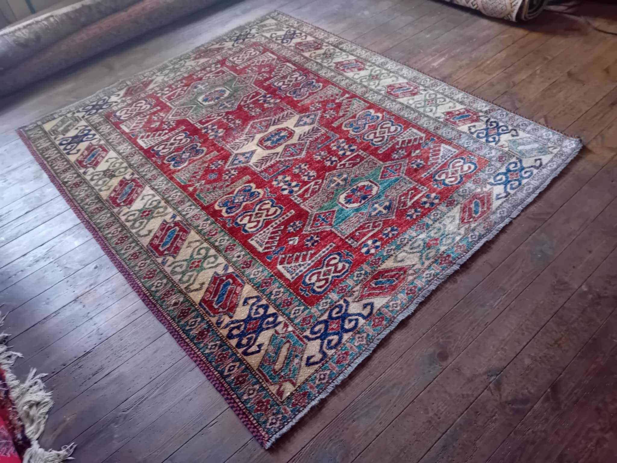 Handmade Pakistani Kazak Rug 200x173cm