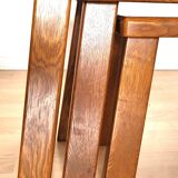 3 nesting tables in Brutalist style from the 70s in light oak.
