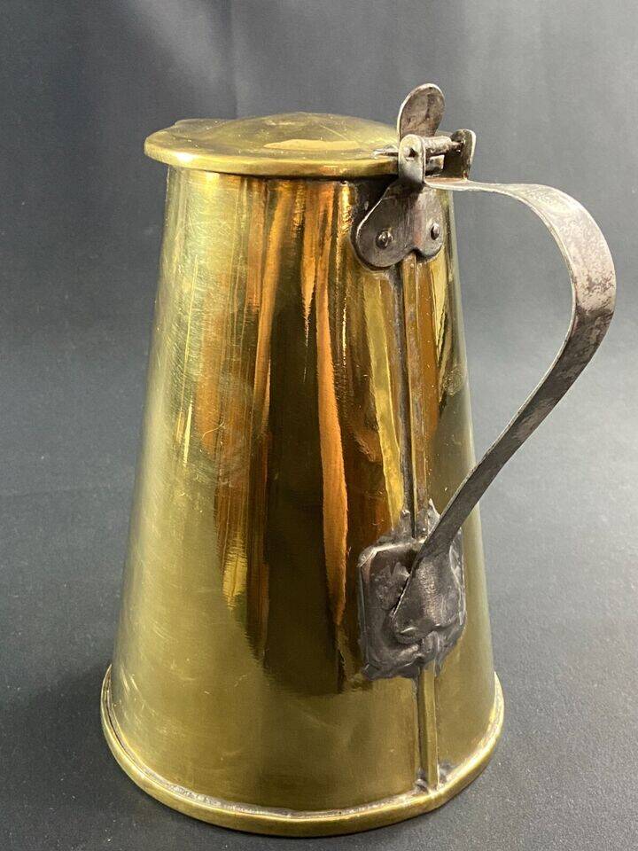 Jug covered pitcher coffee pot in brass late 18th century early 19th century