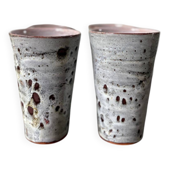 Set of 4 ceramic orangeade cups from the 70s