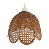 Hanging lamp in wicker woven in the shape of a flower