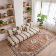 Ensemble de coussins de sol rayés marocains tissés à la main