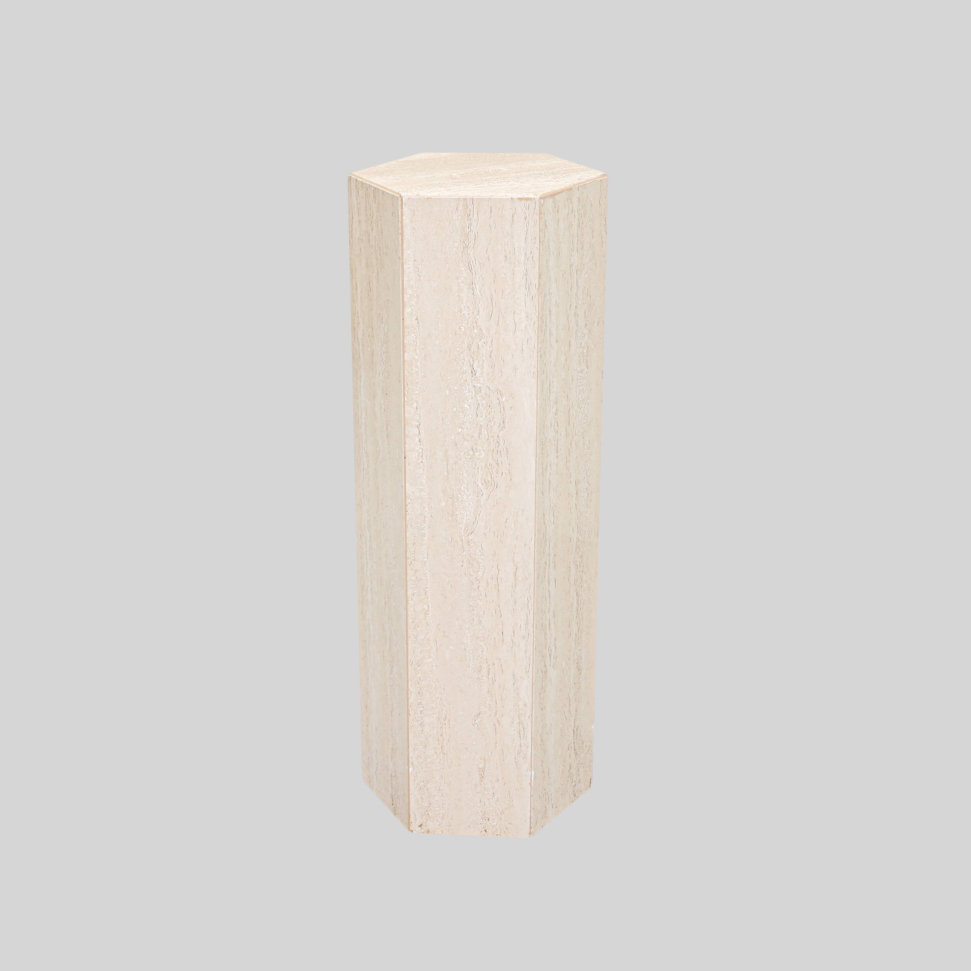 Vintage Travertine Pedestal, 1980s.