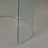 Vintage oval tempered glass dining table by Fiam, Italy 1980s