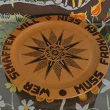 Decorative Hand-carved Wooden Plate with Pyrography, Germany 1960s