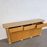 Wood / bamboo / rattan sideboard Roberti Rattan 1970s stunning condition
