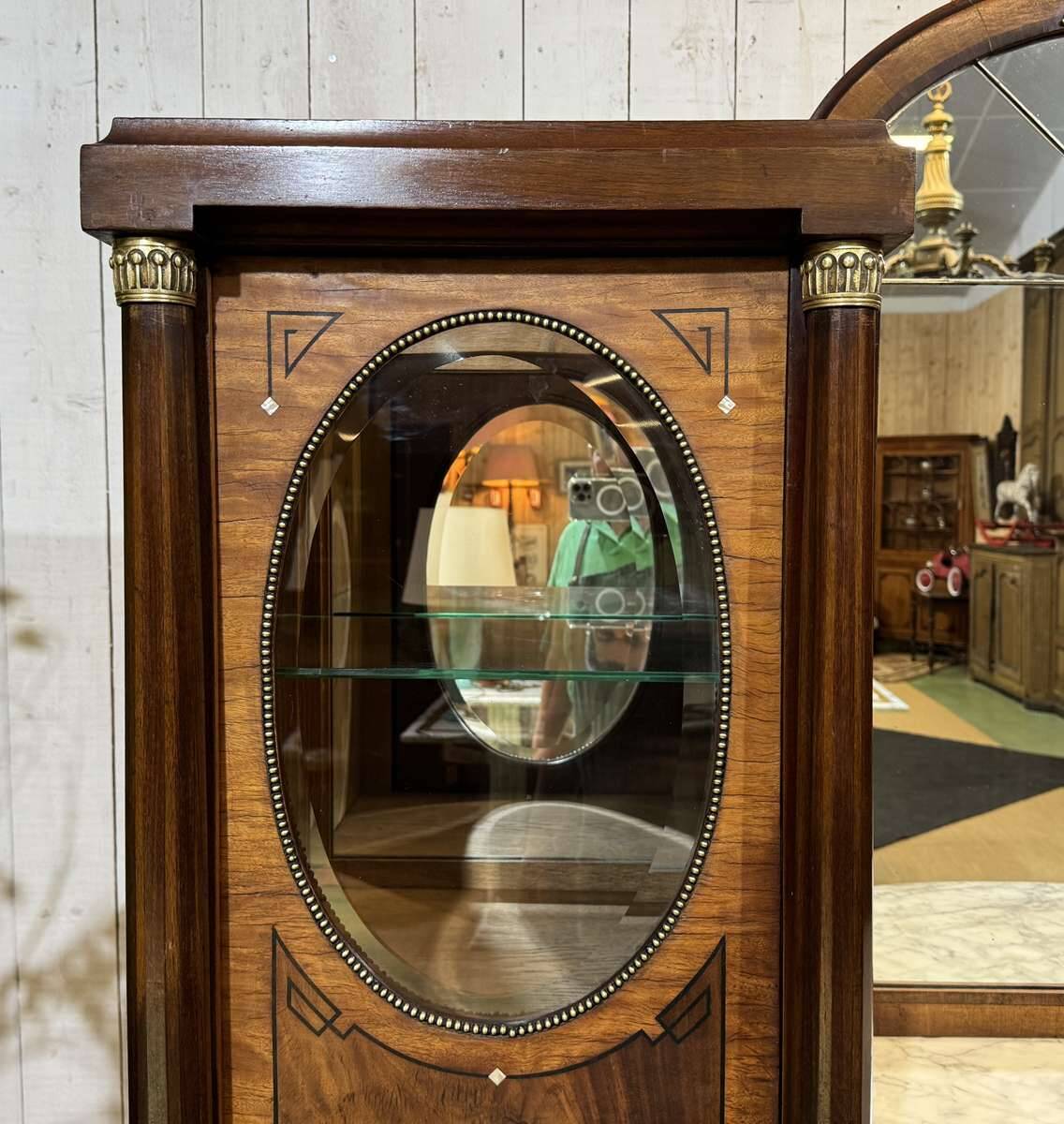 Art Deco buffet in mahogany, oak, and marble top.