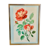 Botanical flower plank framed brass