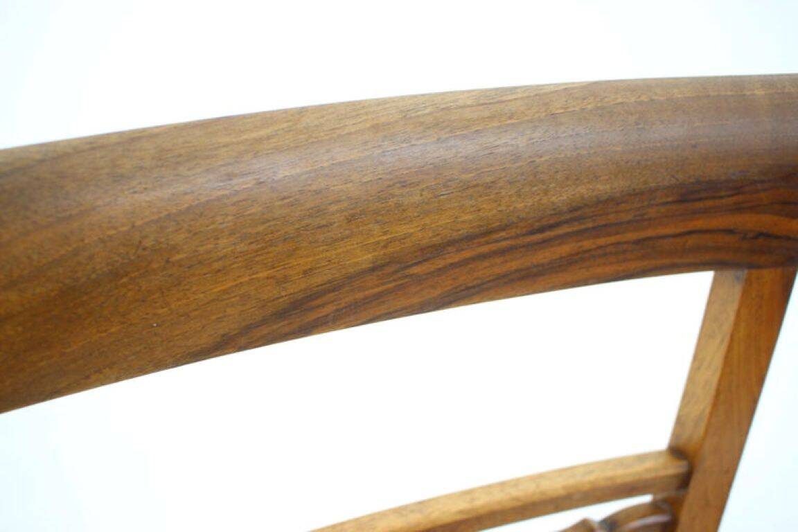 Pair of 1950s Czechoslovakian Refurbished Walnut Side Chairs in Floral Fabr