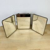 Triptych barber mirror, beveled glass, vintage