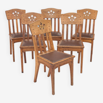 Set of 6 Art Nouveau chairs by Léon Jallot