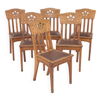 Set of 6 Art Nouveau chairs by Léon Jallot