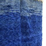 Moroccan Berber carpet Beni Ouarain uni blue 3.3x2.26m