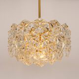 Small chandelier, brass and crystal glass by Kinkeldey, Germany, 1970s.