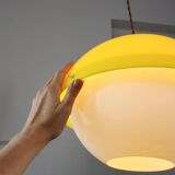 Lampe à Suspension Space-Age en Plexiglas Jaune, années 70