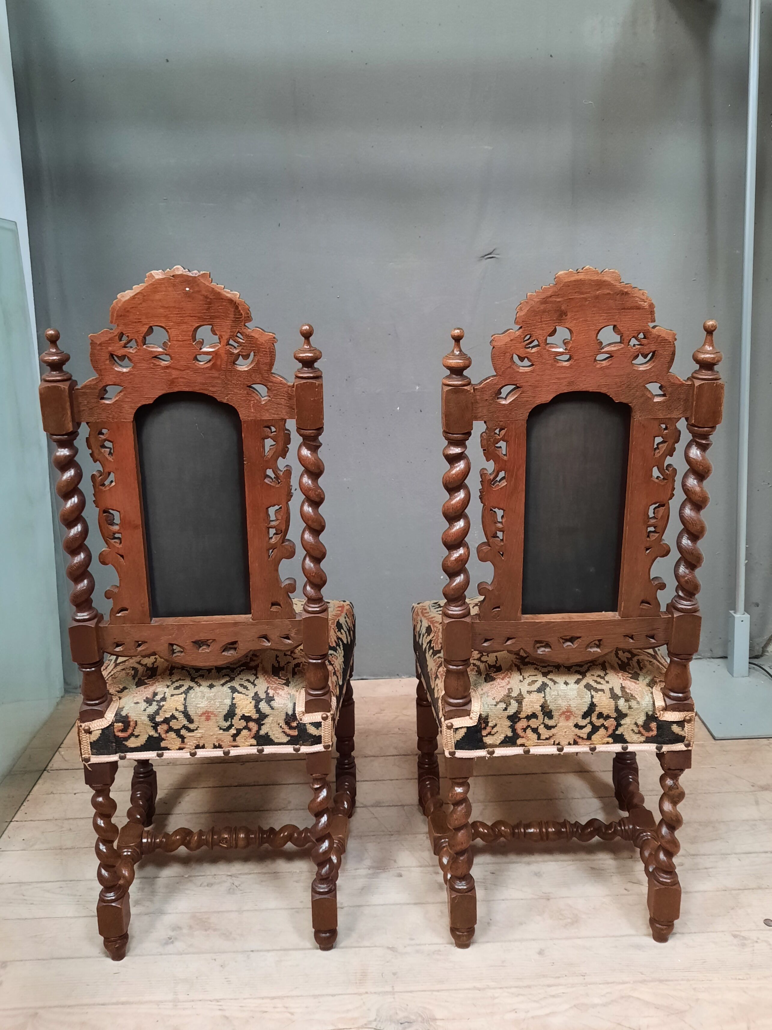 Pair of twisted oak chairs