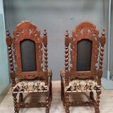 Pair of twisted oak chairs