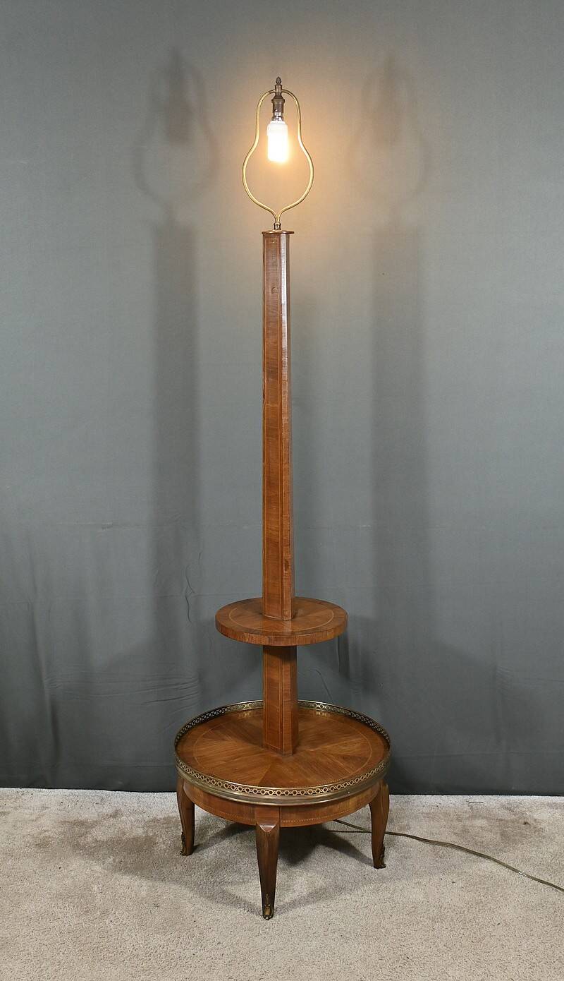 Important Marquetry Floor Lamp, Louis XV / Louis XVI Transition Style
