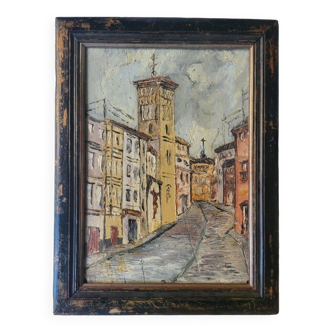 Peinture vintage impressionnisme Français vue sur la ville