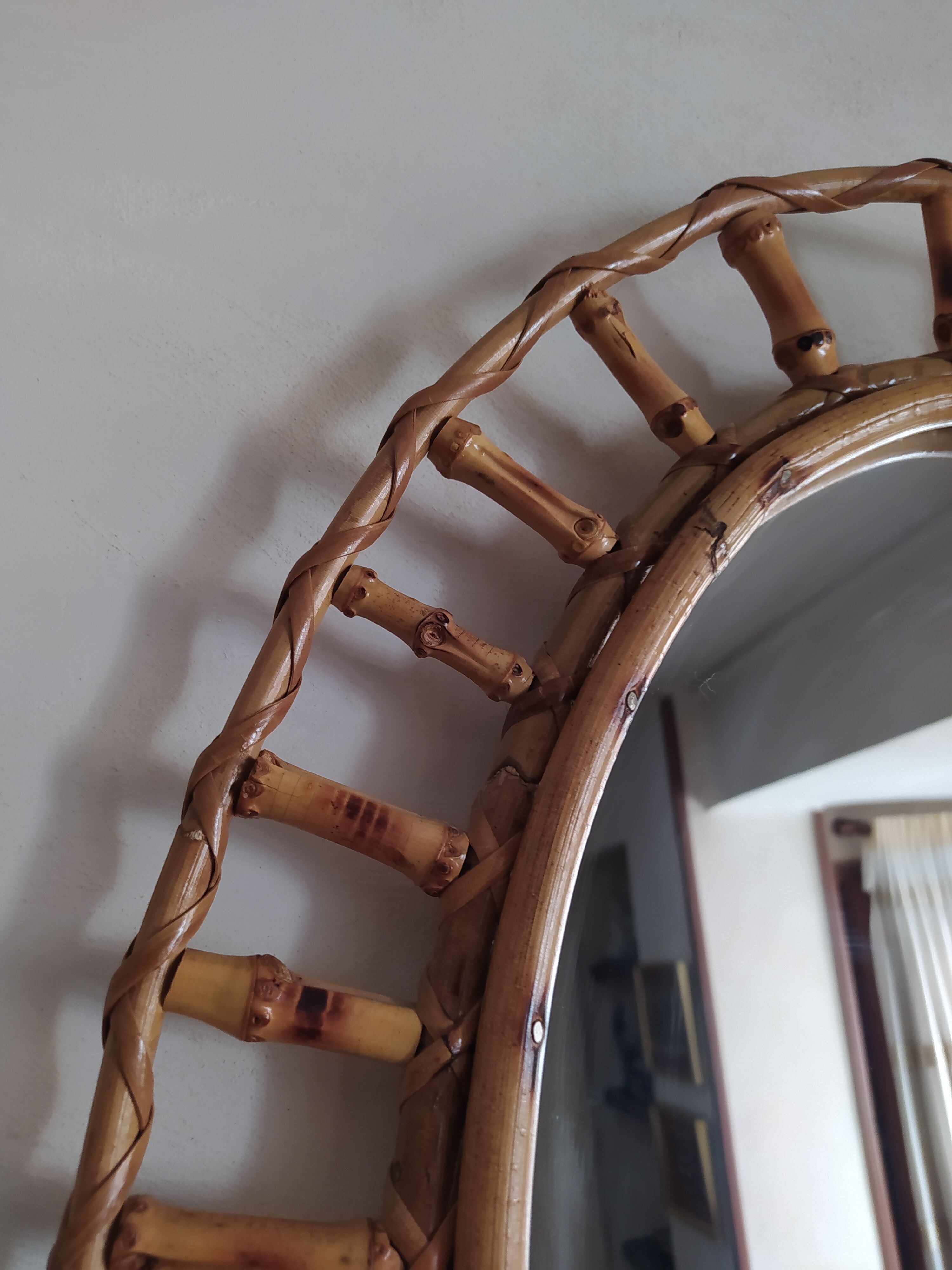 Miroir en bambou vintage