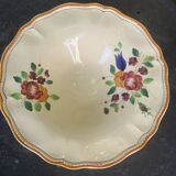 Coupe a fruits en faience avec des fleurs peintes a la main, ancienne