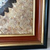 Vintage mosaic frame with butterfly wings