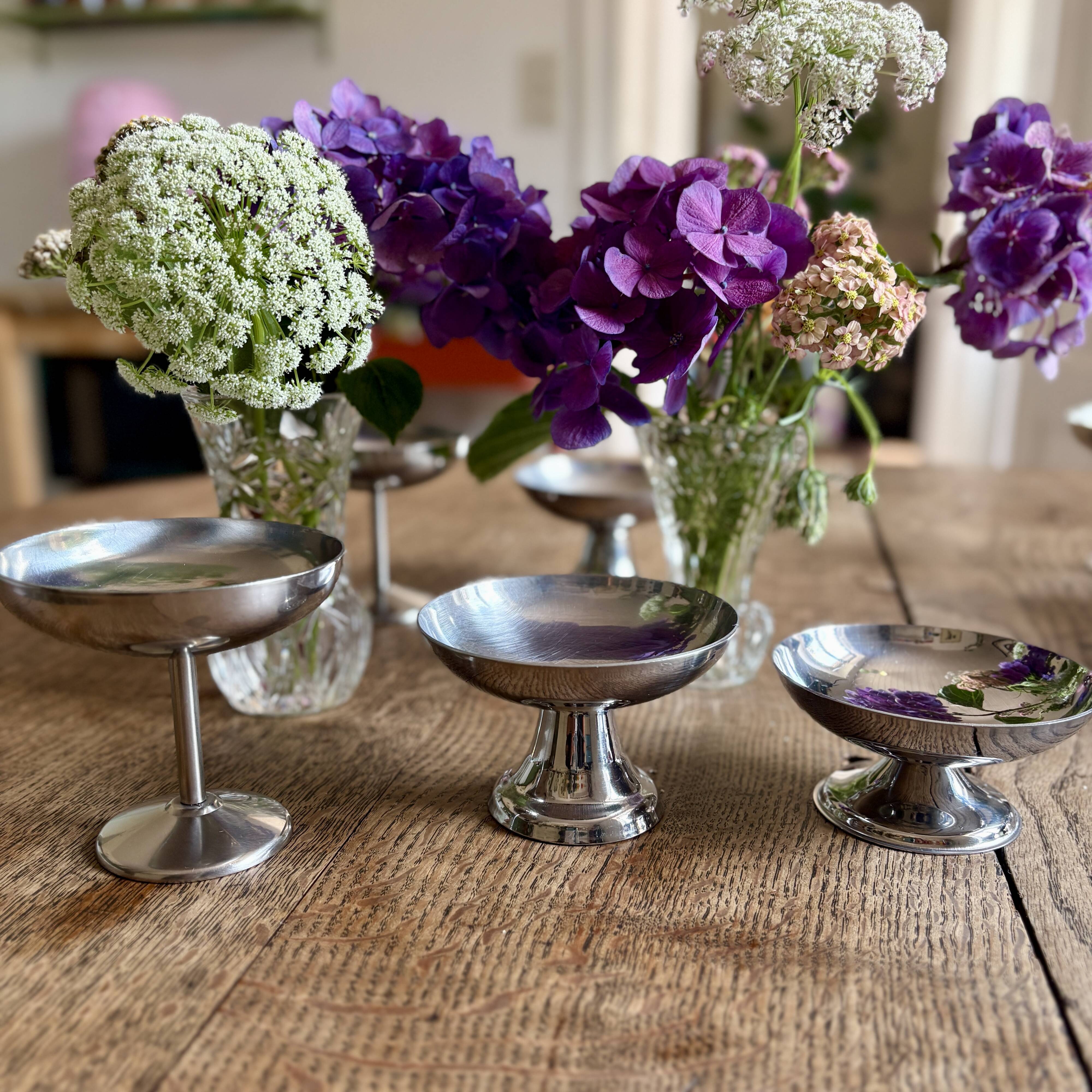 Set of 16 vintage stainless steel dessert cups