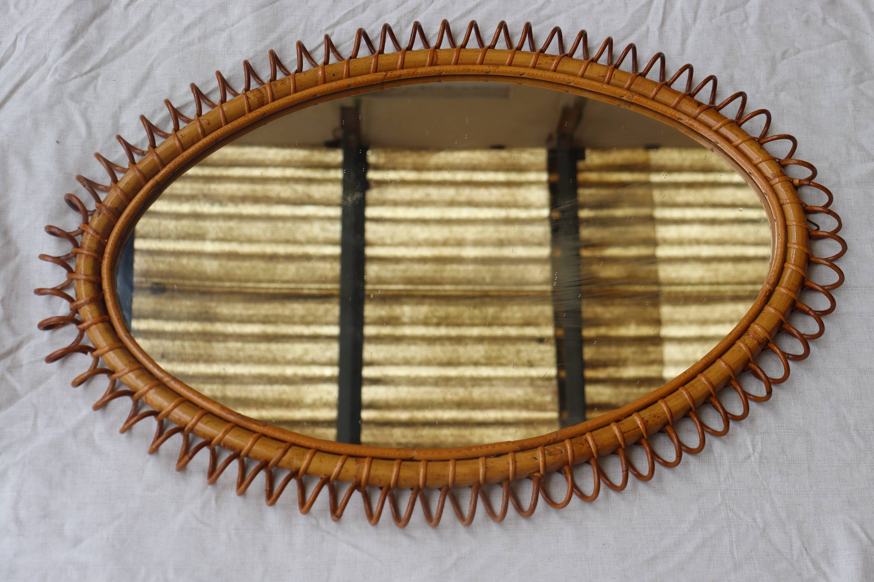 Italian rattan mirror 60's