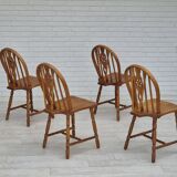 1960s, set of 4 scandinavian dining chairs in solid oak wood, original good condition.