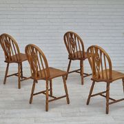 1960s, set of 4 scandinavian dining chairs in solid oak wood, original good condition.