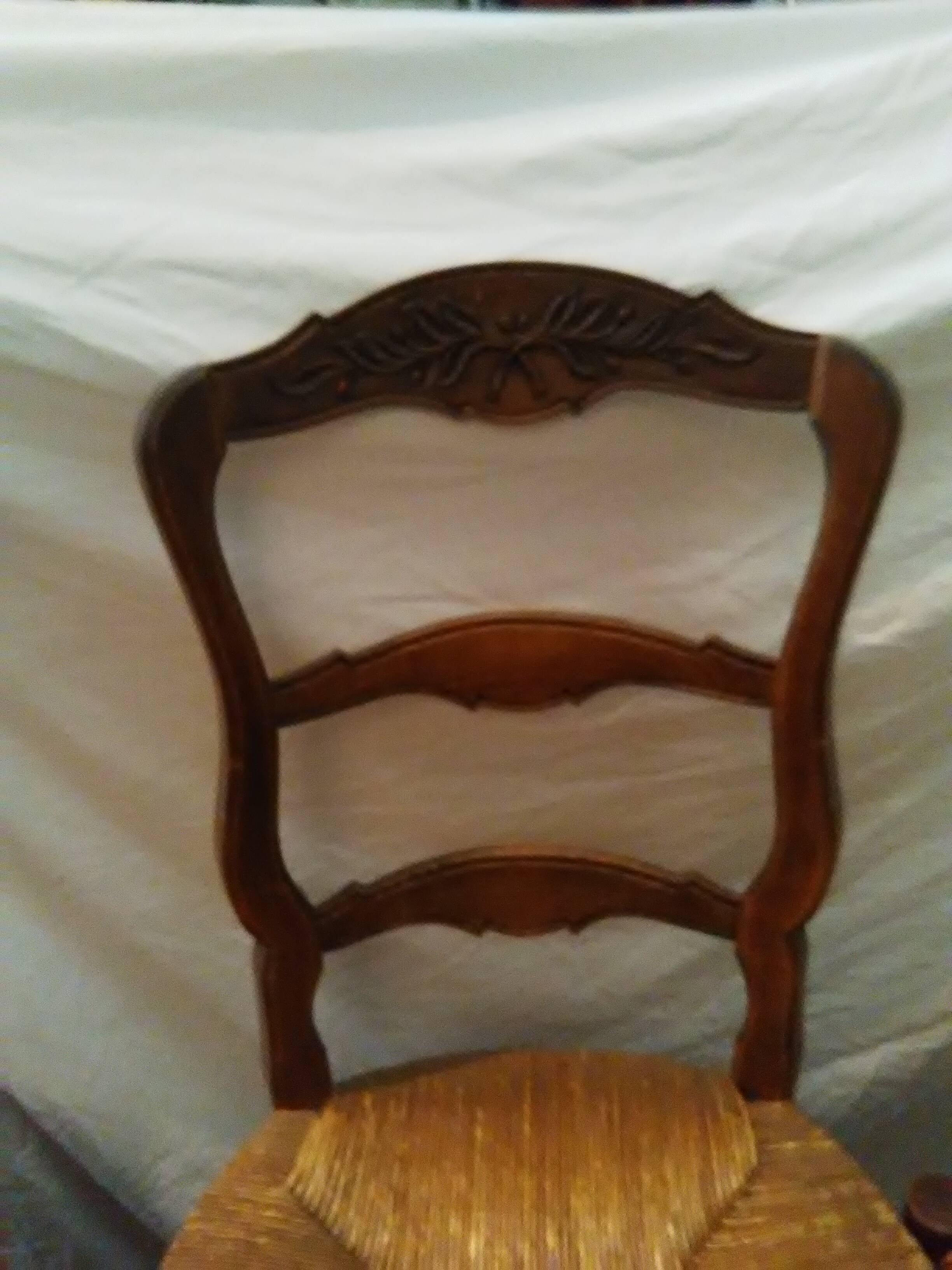 4 x Provencal chairs in carved wood and straw