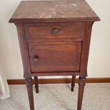 Antique bedside table in wood and marble