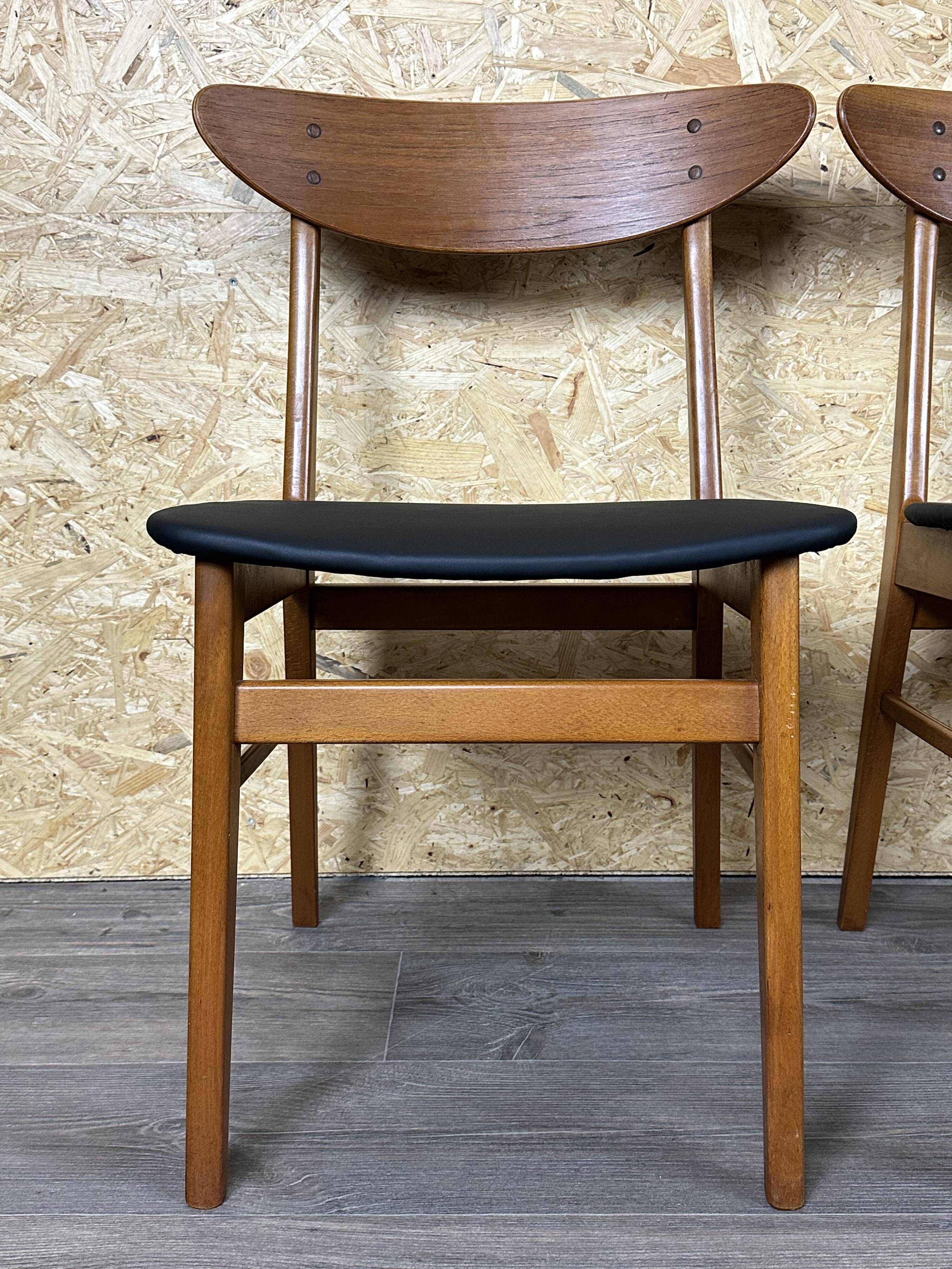 4x 60s 70s Teak Dining Room Chairs Danish Modern Design