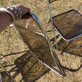 Lot 5 folding chairs in brown plexiglass 70s