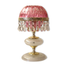 Lampe à pampilles de boudoir rose verre et cristal