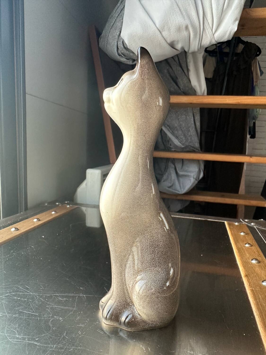 Vintage Siamese Cat Statuette - Slender Ceramic - Signed