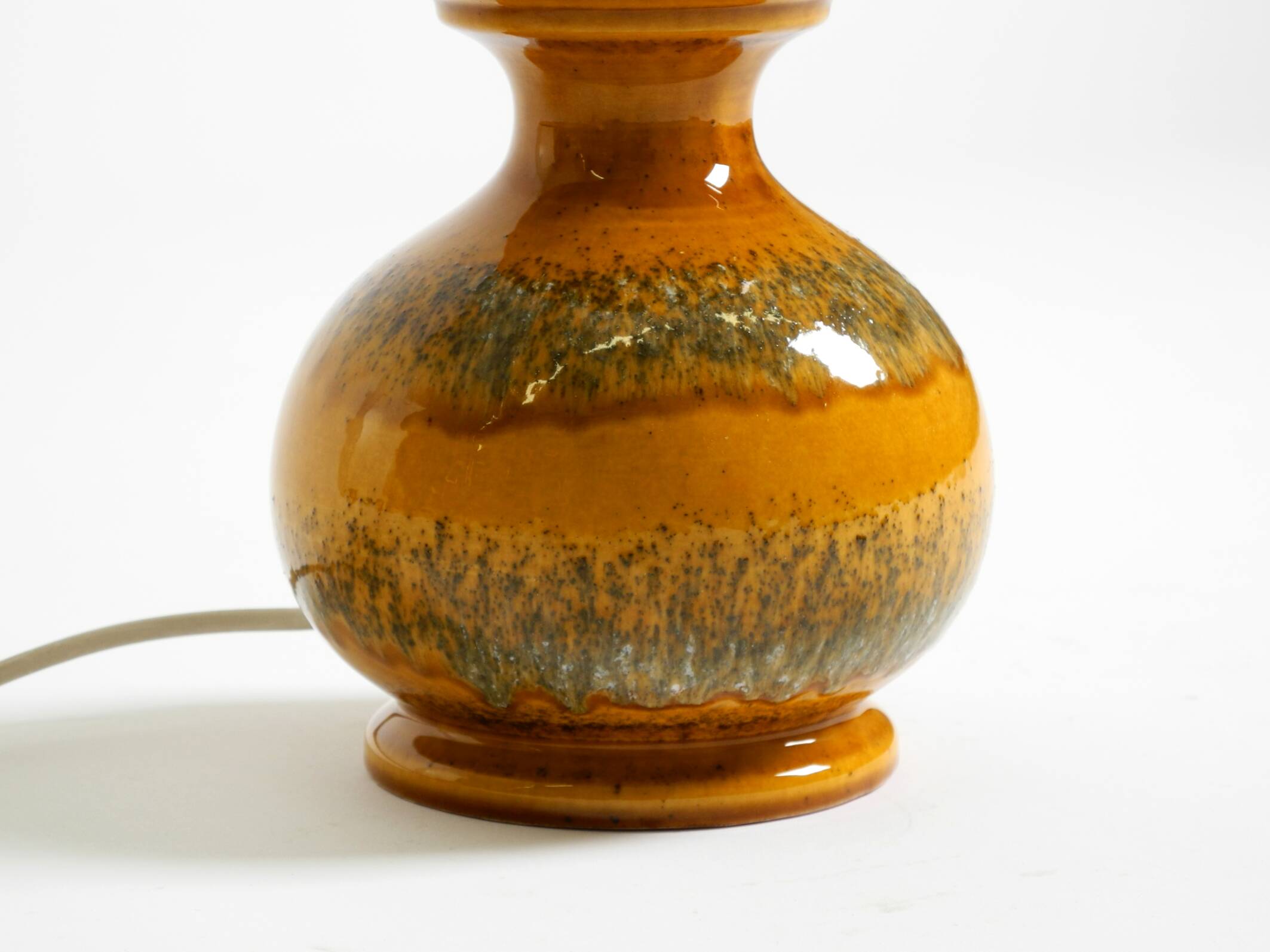 Large 1960s ceramic table or floor lamp in light brown by Kaiser Leuchten
