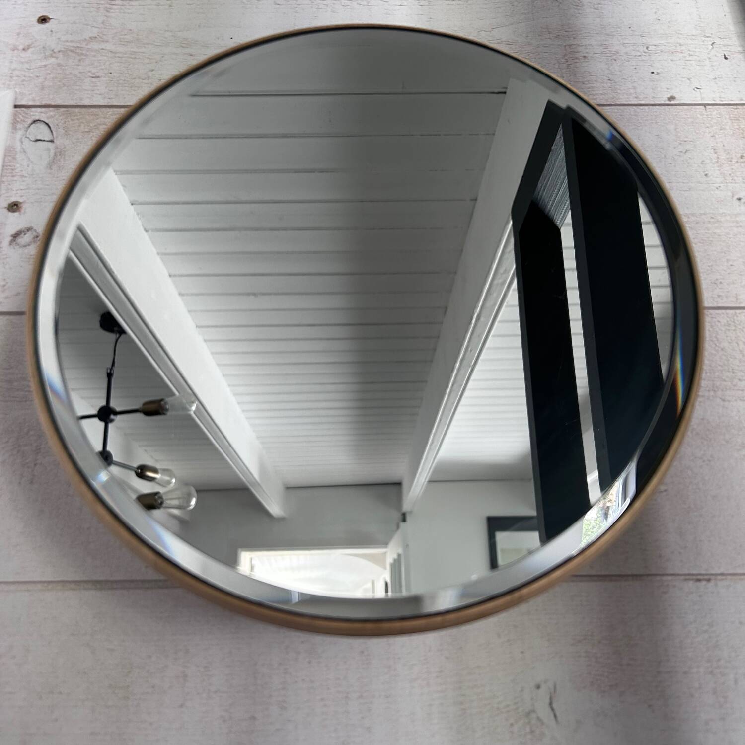 Woud oak beveled mirror