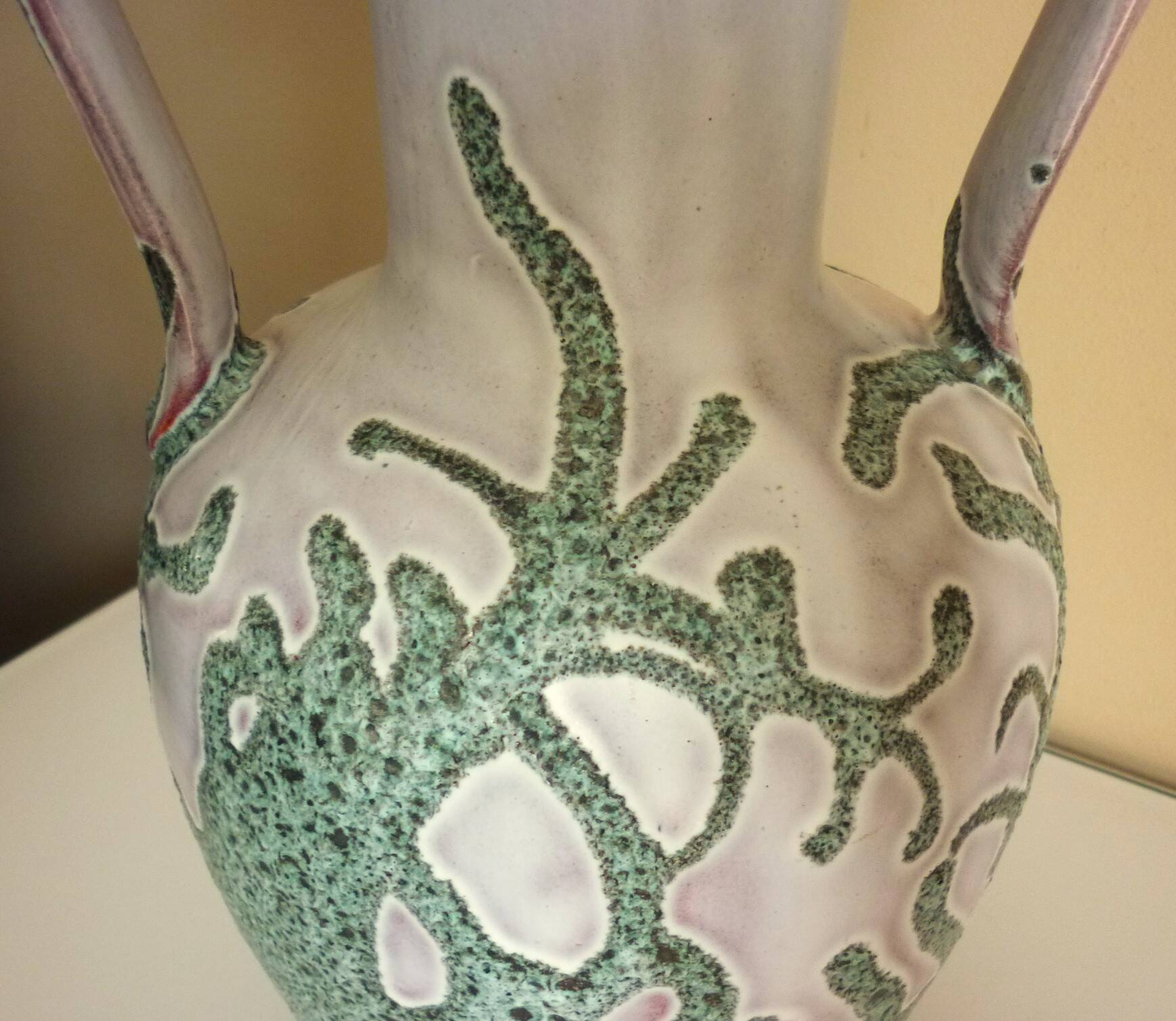 Large vase in glazed ceramic and "fat lava", signed Bruno Dose, design from the 50s/60s