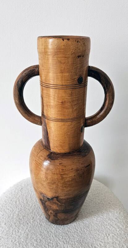 Decorative vase turned from solid olive wood – vintage