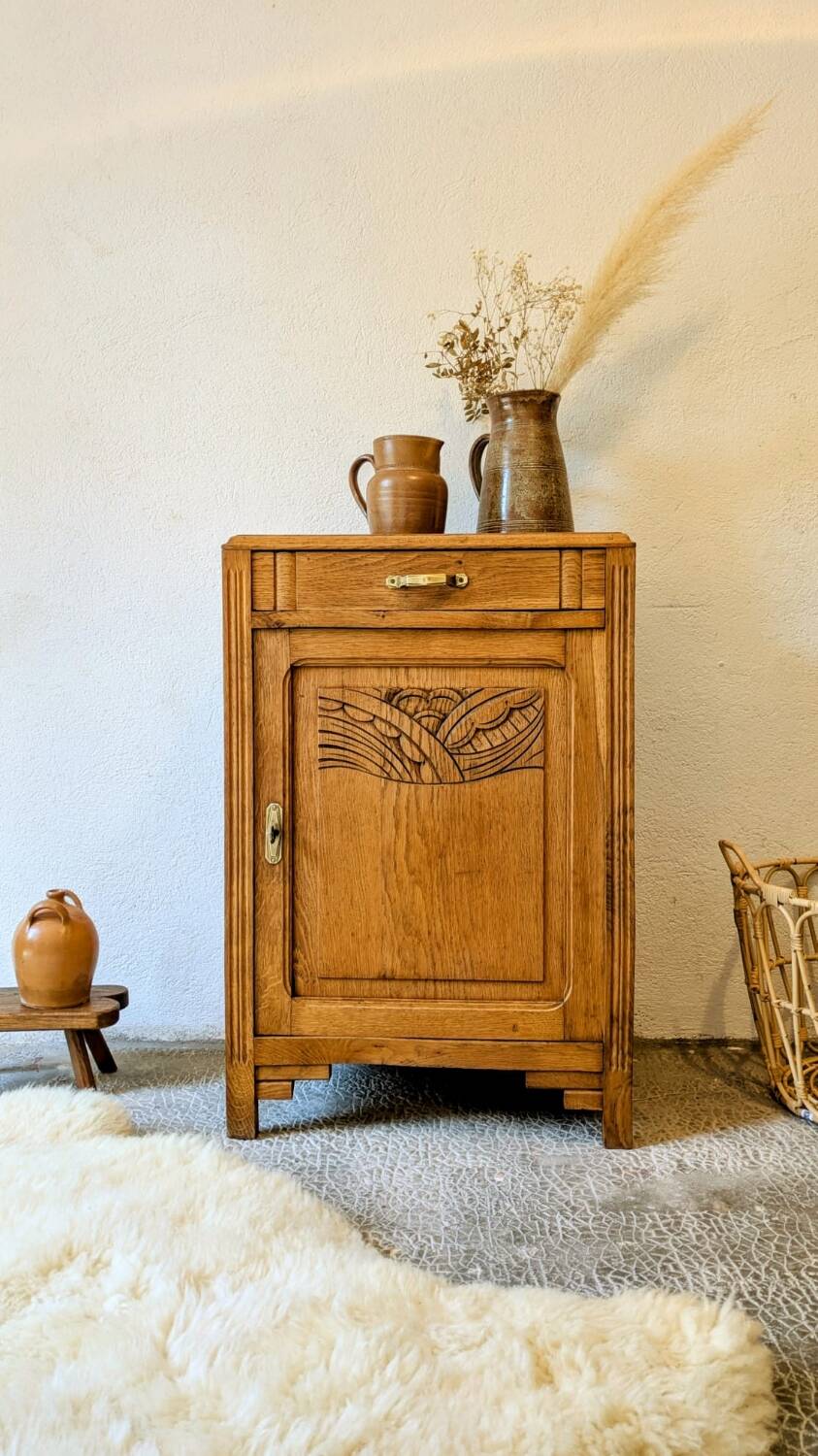 Buffet / confiturier ancien art-déco en chêne