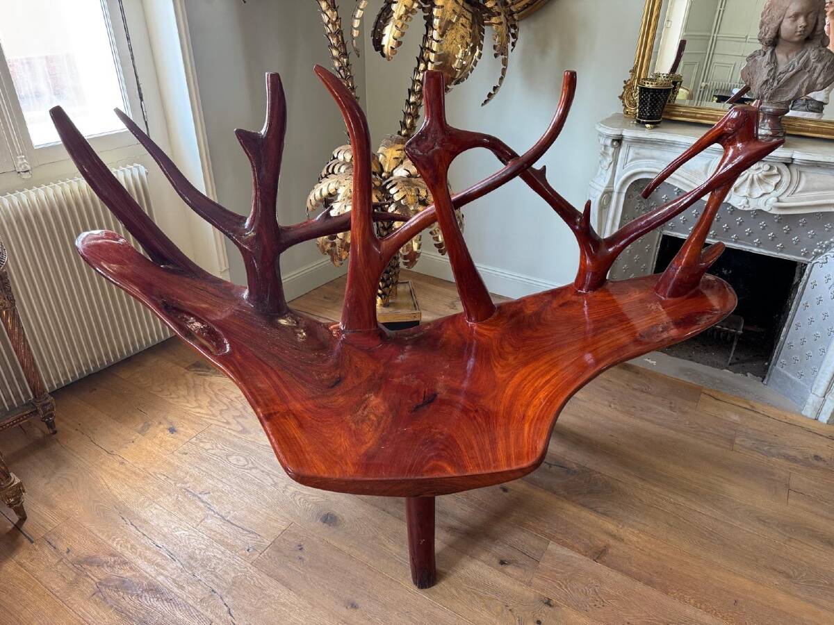 Rosewood bench, Italian work from the 1970s.