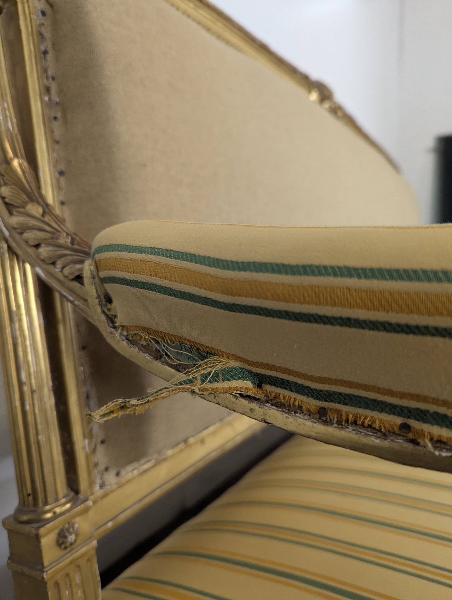 Louis XVI style canapé from the Napoleonic III era in gilded wood.