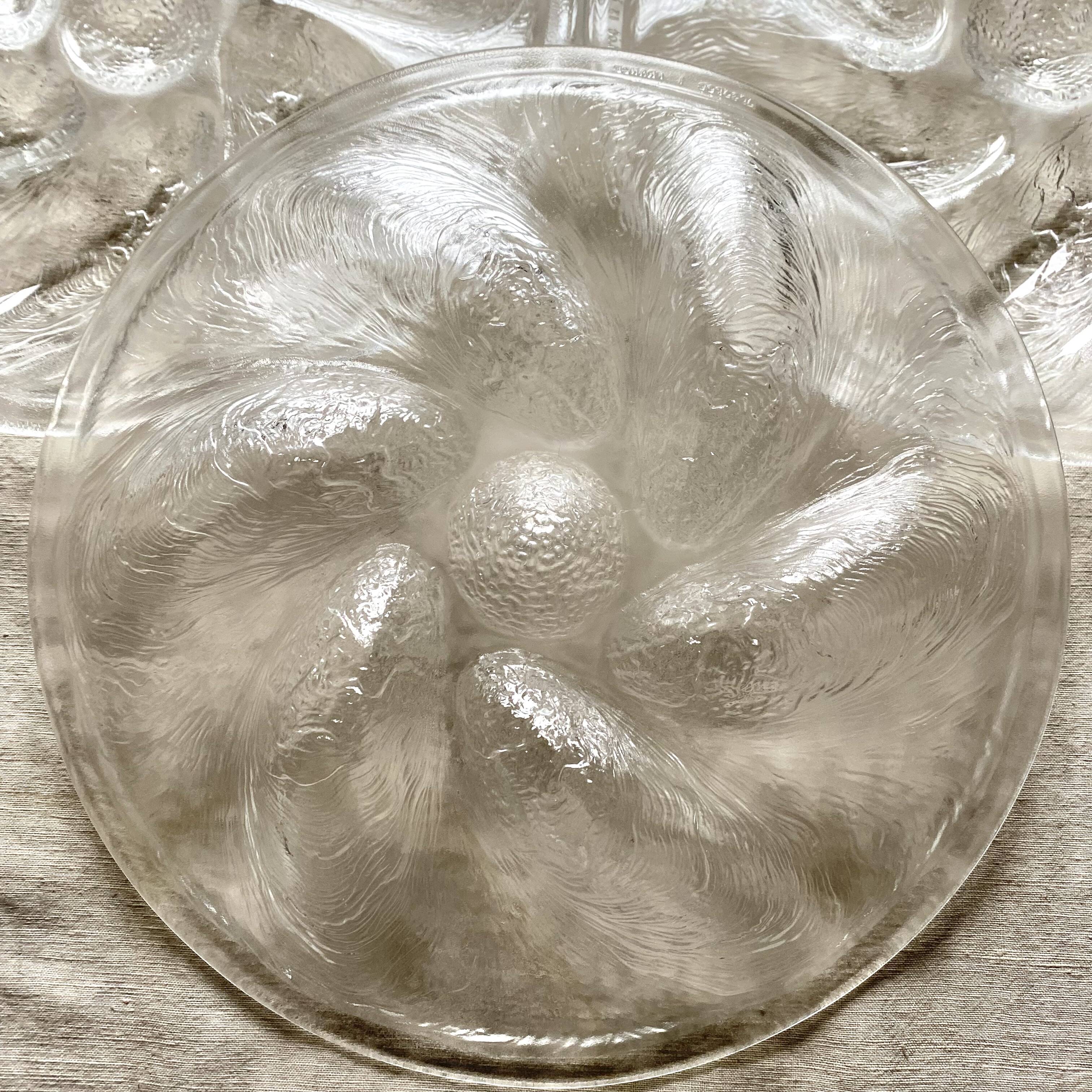 80s glass oyster plates