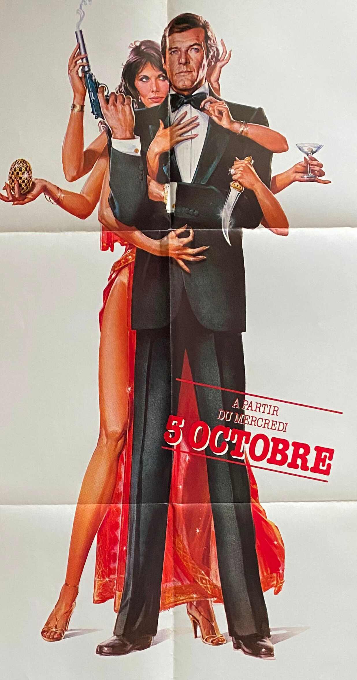 Affiche cinéma originale "Octopussy" James Bond, Roger Moore 60x160cm 1983